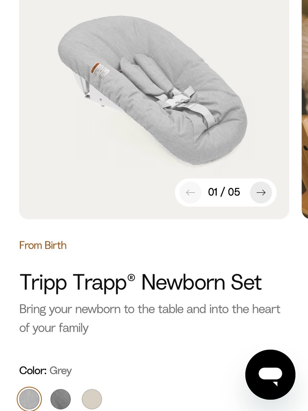 Tripp Trapp Newborn Set - Grey Infant Support Cushion